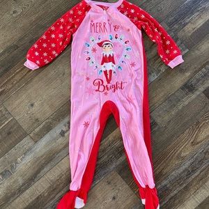 Elf on the Shelf Christmas footed onesie pajamas